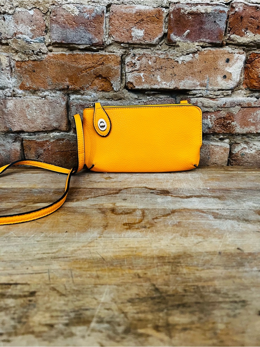Yellow Crossbody Wristlet Bag - Women's Leather Purse